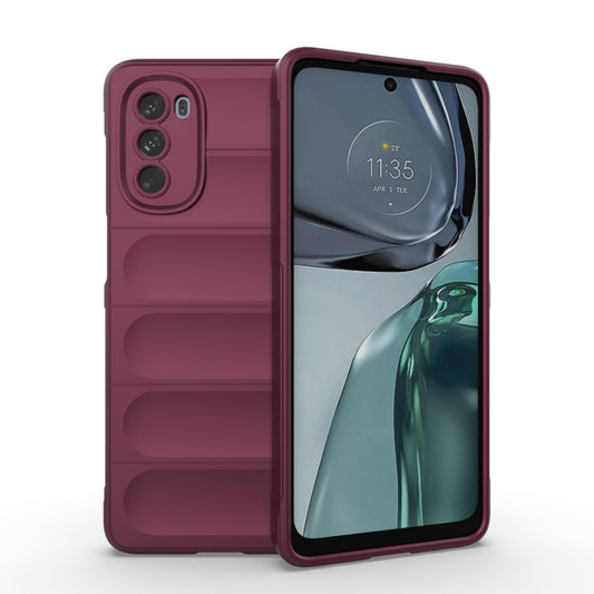 For Motorola Moto G62 5G Magic Shield TPU + Flannel Phone Case(Wine Red) - Motorola Cases by buy2fix | Online Shopping UK | buy2fix