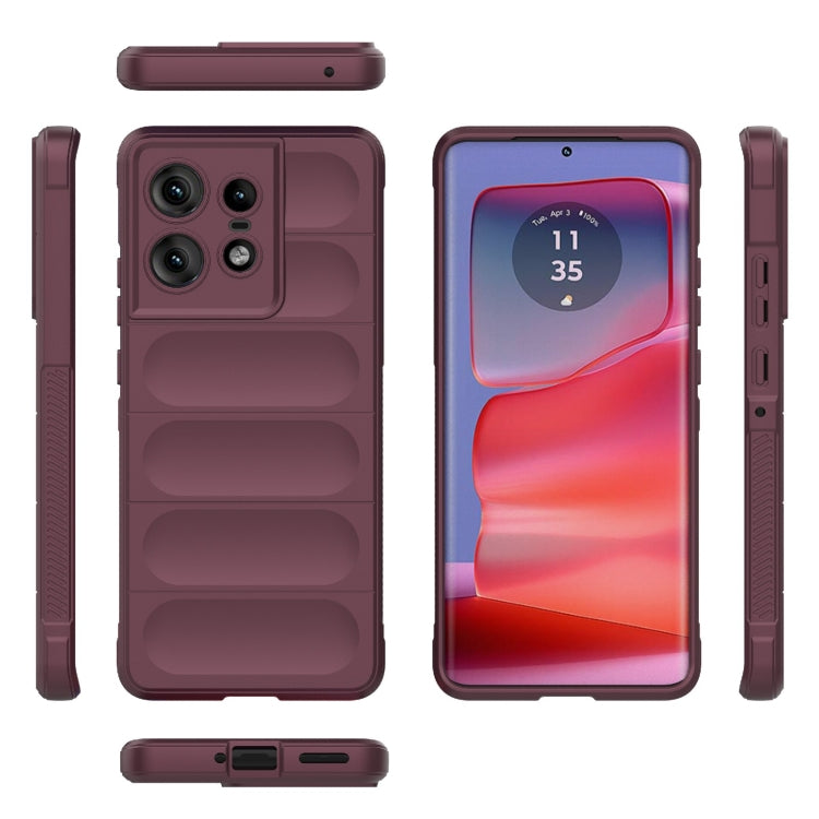 For Motorola Edge 50 Pro 5G Global Magic Shield TPU + Flannel Phone Case(Wine Red) - Motorola Cases by buy2fix | Online Shopping UK | buy2fix