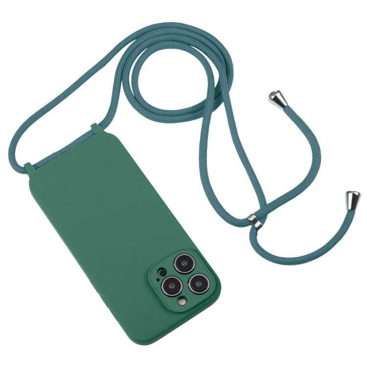 For iPhone 16 Crossbody Lanyard Liquid Silicone Case(Emerald Green) - iPhone 16 Cases by buy2fix | Online Shopping UK | buy2fix