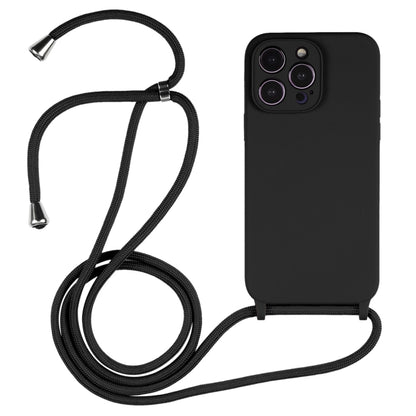 For iPhone 16 Pro Max Crossbody Lanyard Liquid Silicone Case(Black) - iPhone 16 Pro Max Cases by buy2fix | Online Shopping UK | buy2fix