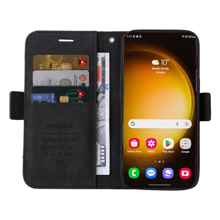 For Samsung Galaxy S24 Ultra BETOPNICE Dual-side Buckle Leather Phone Case(Black) - Galaxy Phone Cases by BETOPNICE | Online Shopping UK | buy2fix