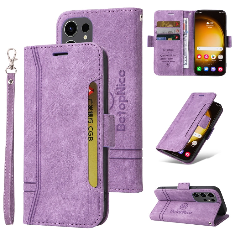 For Samsung Galaxy S24 Ultra BETOPNICE Dual-side Buckle Leather Phone Case(Purple) - Galaxy Phone Cases by BETOPNICE | Online Shopping UK | buy2fix