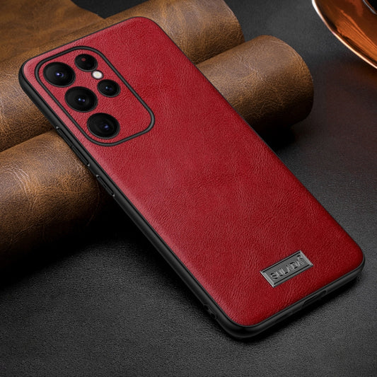 For Samsung Galaxy S25 Ultra 5G SULADA Shockproof TPU Hybrid Handmade Leather Phone Case(Red) - Galaxy S25 Ultra 5G Cases by SULADA | Online Shopping UK | buy2fix