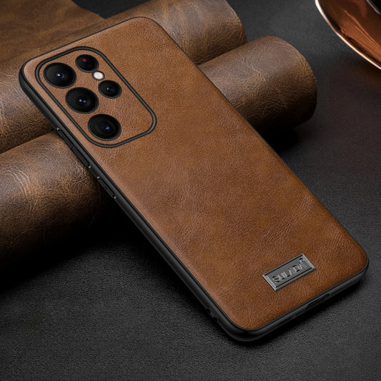 For Samsung Galaxy S25 Ultra 5G SULADA Shockproof TPU Hybrid Handmade Leather Phone Case(Brown) - Galaxy S25 Ultra 5G Cases by SULADA | Online Shopping UK | buy2fix