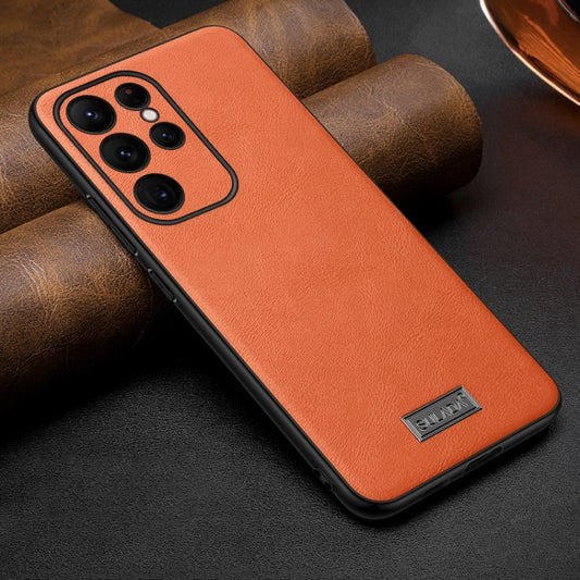 For Samsung Galaxy S25 Ultra 5G SULADA Shockproof TPU Hybrid Handmade Leather Phone Case(Orange) - Galaxy S25 Ultra 5G Cases by SULADA | Online Shopping UK | buy2fix