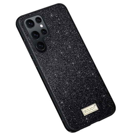 For Samsung Galaxy S25 Ultra 5G SULADA Glittery TPU Hybrid Handmade Leather Phone Case(Black) - Galaxy S25 Ultra 5G Cases by SULADA | Online Shopping UK | buy2fix