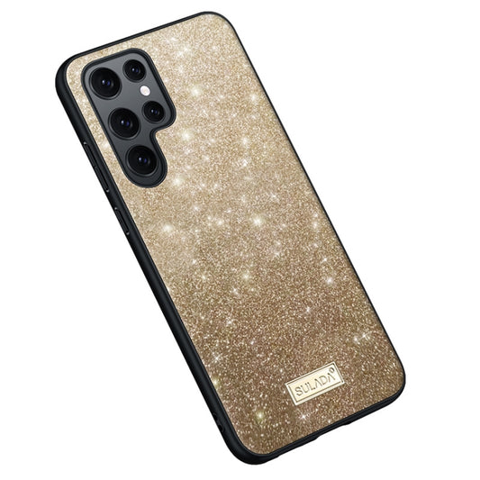 For Samsung Galaxy S25 Ultra 5G SULADA Glittery TPU Hybrid Handmade Leather Phone Case(Gold) - Galaxy S25 Ultra 5G Cases by SULADA | Online Shopping UK | buy2fix