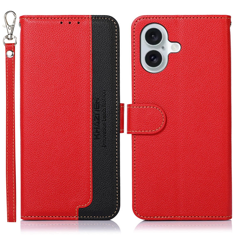 For iPhone 16 KHAZNEH Litchi Texture Leather RFID Phone Case(Red) - iPhone 16 Cases by buy2fix | Online Shopping UK | buy2fix