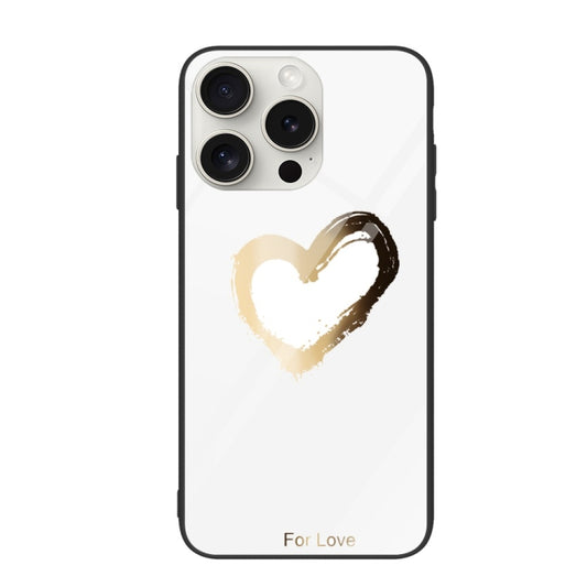 For iPhone 16 Pro Colorful Painted Glass Phone Case(Golden Love) - iPhone 16 Pro Cases by buy2fix | Online Shopping UK | buy2fix