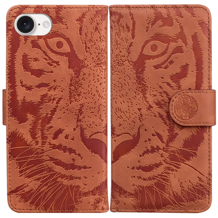 For iPhone SE 2024 Tiger Embossing Pattern Leather Phone Case(Brown) - More iPhone Cases by buy2fix | Online Shopping UK | buy2fix