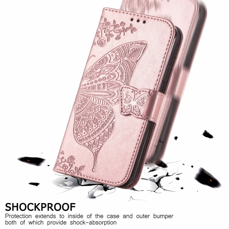 For Ulefone Note 16 Pro Butterfly Love Flower Embossed Leather Phone Case(Rose Gold) - Ulefone Cases by buy2fix | Online Shopping UK | buy2fix