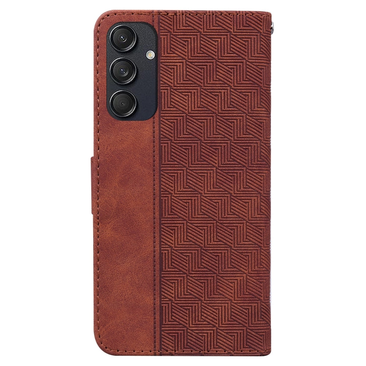 For Samsung Galaxy M55 Geometric Embossed Leather Phone Case(Brown) - Galaxy Phone Cases by buy2fix | Online Shopping UK | buy2fix