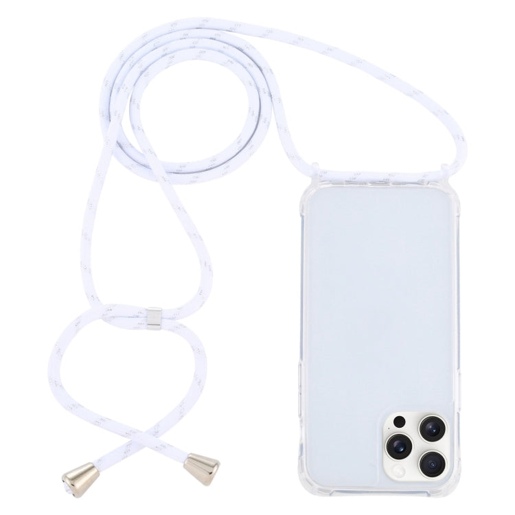 For iPhone 16 Pro Transparent Acrylic Airbag Shockproof Phone Protective Case with Lanyard(White Gold) - iPhone 16 Pro Cases by buy2fix | Online Shopping UK | buy2fix