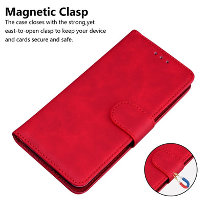 For Motorola Moto G Play 4G 2024 Skin Feel Pure Color Flip Leather Phone Case(Red) - Motorola Cases by buy2fix | Online Shopping UK | buy2fix