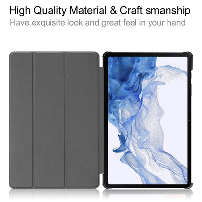 For Samsung Galaxy Tab S9 Custer Painted 3-Fold Holder Smart Leather Tablet Case(Big Eye Me) - Galaxy Tab S9 Cases by buy2fix | Online Shopping UK | buy2fix