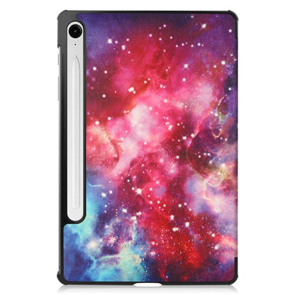 For Samsung Galaxy Tab S9 FE Custer Painted 3-Fold Holder Smart Leather Tablet Case(Milky Way Nebula) - Galaxy Tab S9 FE by buy2fix | Online Shopping UK | buy2fix