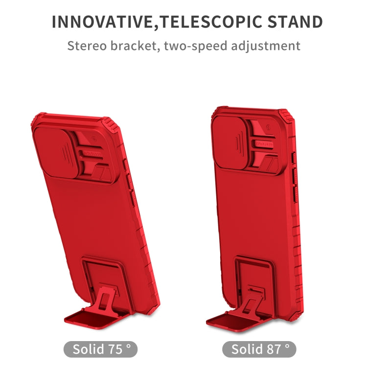 For iPhone 16 Pro Stereoscopic Holder Sliding Camshield Phone Case(Red) - iPhone 16 Pro Cases by buy2fix | Online Shopping UK | buy2fix