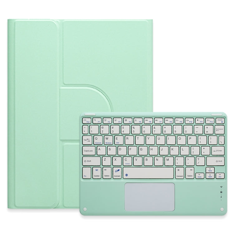 For iPad Air 2022 / iPad Pro 11 2021 Square Button 360 Degree Rotatable Bluetooth Keyboard Leather Case with Touchpad(Mint Green) - Universal by buy2fix | Online Shopping UK | buy2fix