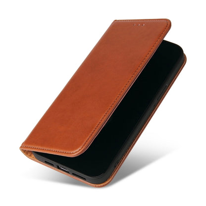 For iPhone 15 Pro Max Fierre Shann PU Genuine Leather Texture Phone Case(Brown) - iPhone 15 Pro Max Cases by FIERRE SHANN | Online Shopping UK | buy2fix