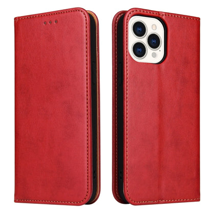 For iPhone 15 Pro Max Fierre Shann PU Genuine Leather Texture Phone Case(Red) - iPhone 15 Pro Max Cases by FIERRE SHANN | Online Shopping UK | buy2fix