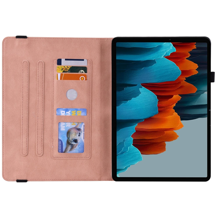 For Samsung Galaxy Tab S9 Butterfly Flower Embossed Leather Tablet Case(Rose Gold) - Galaxy Tab S9 Cases by buy2fix | Online Shopping UK | buy2fix