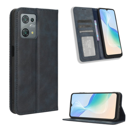 For Blackview Oscal C30 / C30 Pro Magnetic Buckle Retro Texture Leather Phone Case(Blue) - More Brand by buy2fix | Online Shopping UK | buy2fix