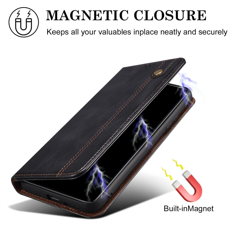 For iPhone 16 Oil Wax Crazy Horse Texture Leather Phone Case(Black) - iPhone 16 Cases by buy2fix | Online Shopping UK | buy2fix