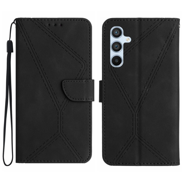 For Samsung Galaxy S24 5G Stitching Embossed Leather Phone Case(Black) - Galaxy S24 5G Cases by buy2fix | Online Shopping UK | buy2fix