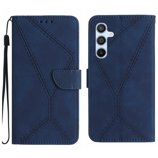 For Samsung Galaxy S24 5G Stitching Embossed Leather Phone Case(Blue) - Galaxy S24 5G Cases by buy2fix | Online Shopping UK | buy2fix