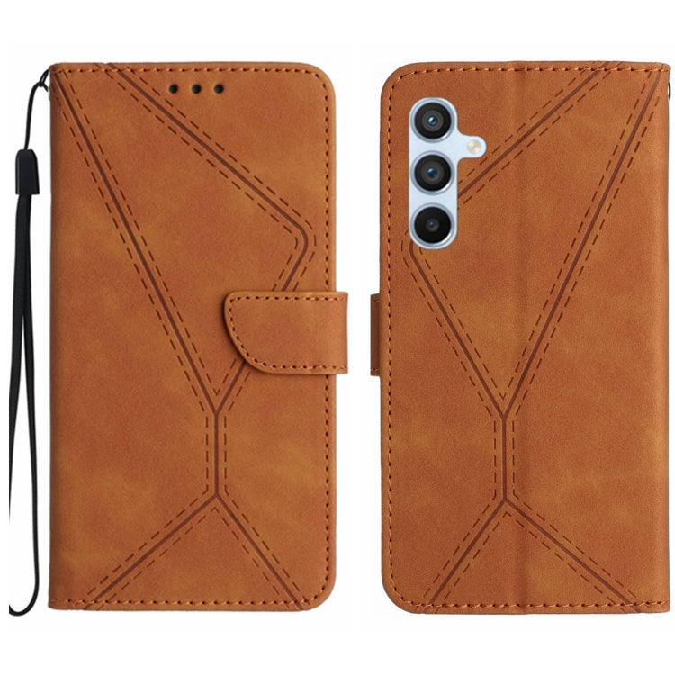 For Samsung Galaxy A55 5G Stitching Embossed Leather Phone Case(Brown) - Galaxy Phone Cases by buy2fix | Online Shopping UK | buy2fix