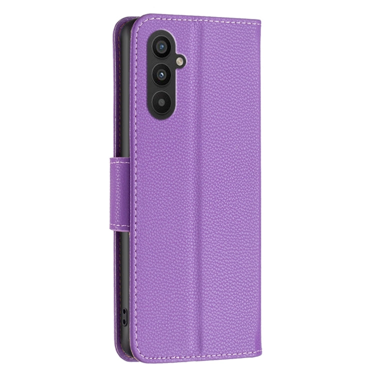 For Samsung Galaxy A25 5G Litchi Texture Pure Color Flip Leather Phone Case(Purple) - Galaxy Phone Cases by buy2fix | Online Shopping UK | buy2fix