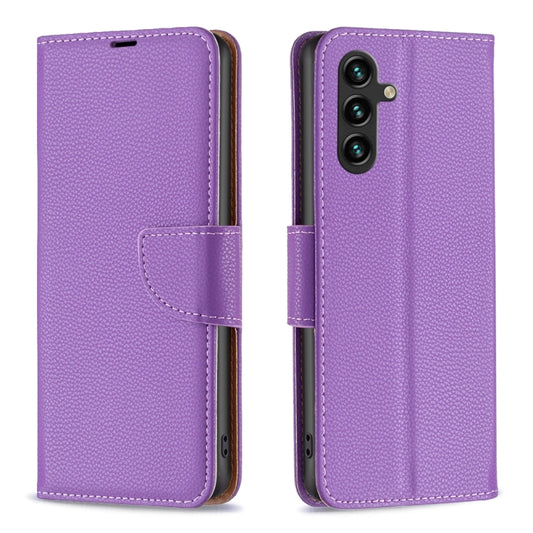 For Samsung Galaxy A35 Litchi Texture Pure Color Flip Leather Phone Case(Purple) - Galaxy Phone Cases by buy2fix | Online Shopping UK | buy2fix