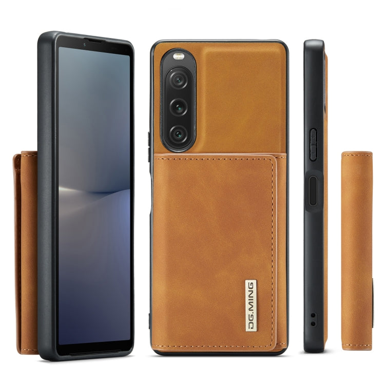 For Sony Xperia 10 V DG.MING M1 Series 3-Fold Multi Card Wallet + Magnetic Phone Case(Brown) - Sony Cases by DG.MING | Online Shopping UK | buy2fix