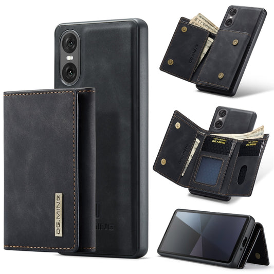 For Sony Xperia 10 VI DG.MING M1 Series 3-Fold Multi Card Wallet + Magnetic Phone Case(Black) - Sony Cases by DG.MING | Online Shopping UK | buy2fix