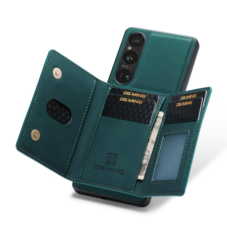 For Sony Xperia 1 V DG.MING M2 Series 3-Fold Multi Card Bag + Magnetic Phone Case(Green) - Sony Cases by DG.MING | Online Shopping UK | buy2fix