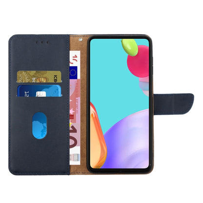 For OPPO A18 / A38 4G HT02 Genuine Leather Fingerprint-proof Flip Phone Case(Blue) - A18 Cases by buy2fix | Online Shopping UK | buy2fix