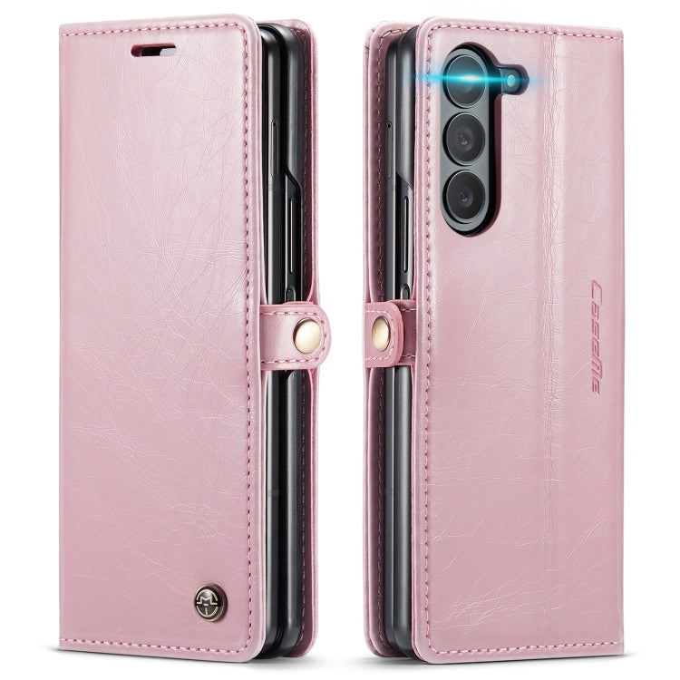 For Samsung Galaxy Z Fold5 CaseMe-003 PU + PC Business Style Crazy Horse Texture Leather Phone Case(Pink) - Galaxy Z Fold5 Cases by CaseMe | Online Shopping UK | buy2fix