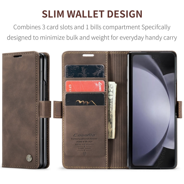 For Samsung Galaxy Z Fold5 CaseMe-013 Multifunctional Retro Frosted Leather Phone Case(Coffee) - Galaxy Z Fold5 Cases by CaseMe | Online Shopping UK | buy2fix