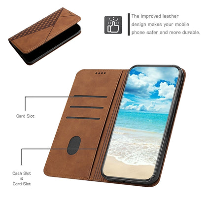 For Samsung Galaxy S23 FE 5G Diamond Splicing Skin Feel Magnetic Leather Phone Case(Brown) - Galaxy S23 FE 5G Cases by buy2fix | Online Shopping UK | buy2fix