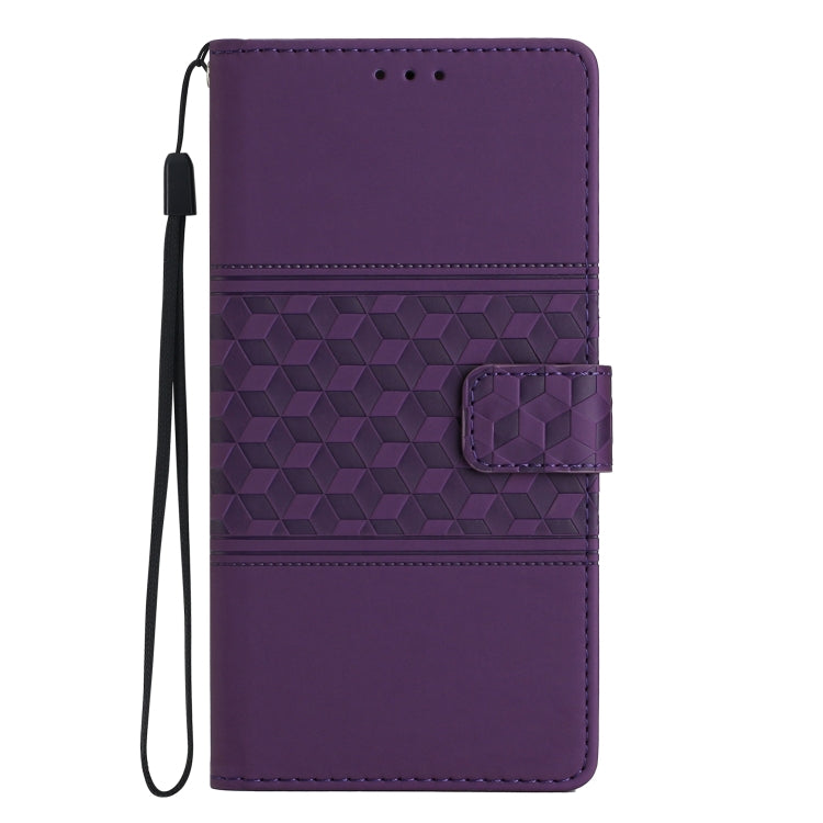 For iPhone 16 Pro Max Diamond Embossed Skin Feel Leather Phone Case(Purple) - iPhone 16 Pro Max Cases by buy2fix | Online Shopping UK | buy2fix