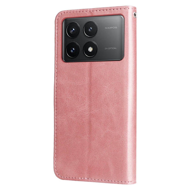 For Xiaomi Redmi K70 / K70 Pro Fashion Calf Texture Zipper Leather Phone Case(Rose Gold) - K70 Pro Cases by buy2fix | Online Shopping UK | buy2fix