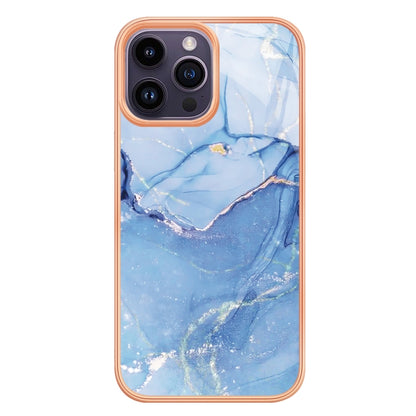 For iPhone 16 Pro Max Electroplating Marble Dual-side IMD Phone Case(Blue 018) - iPhone 16 Pro Max Cases by buy2fix | Online Shopping UK | buy2fix