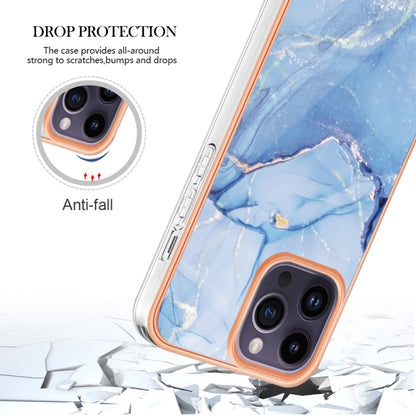 For iPhone 16 Pro Max Electroplating Marble Dual-side IMD Phone Case(Blue 018) - iPhone 16 Pro Max Cases by buy2fix | Online Shopping UK | buy2fix