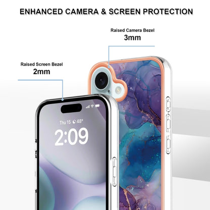 For iPhone 16 Plus Electroplating Marble Dual-side IMD Phone Case(Purple 016) - iPhone 16 Plus Cases by buy2fix | Online Shopping UK | buy2fix