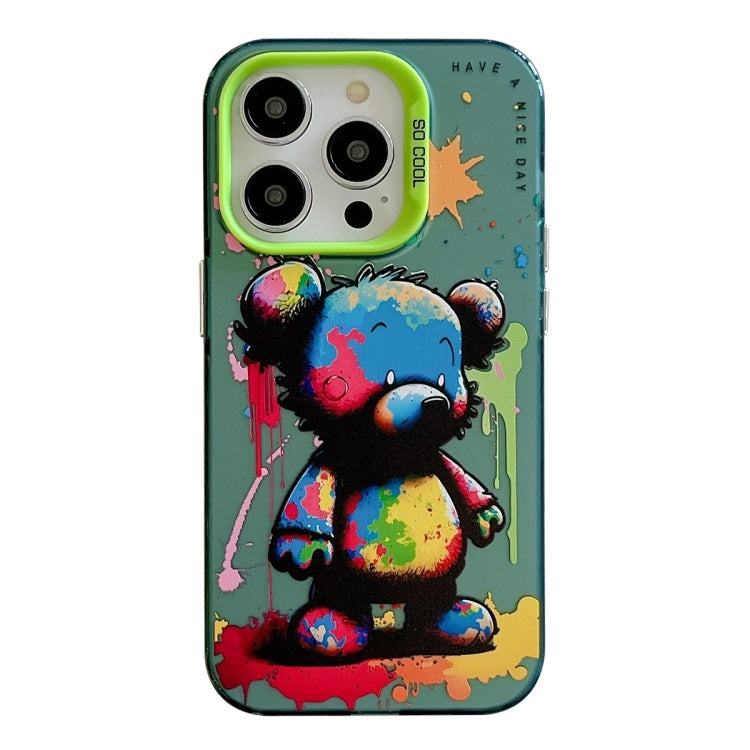 For iPhone 16 Pro Max Animal Pattern Oil Painting Series PC + TPU Phone Case(Colorful Bear) - iPhone 16 Pro Max Cases by buy2fix | Online Shopping UK | buy2fix