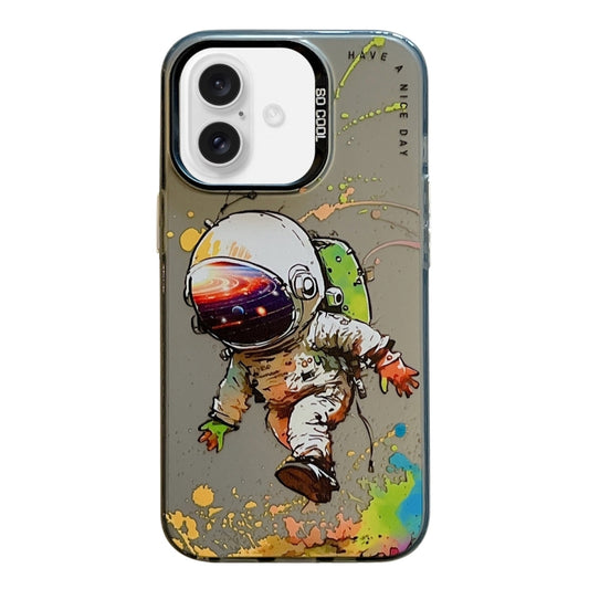 For iPhone 16 Plus Animal Pattern Oil Painting Series PC + TPU Phone Case(Astronaut) - iPhone 16 Plus Cases by buy2fix | Online Shopping UK | buy2fix