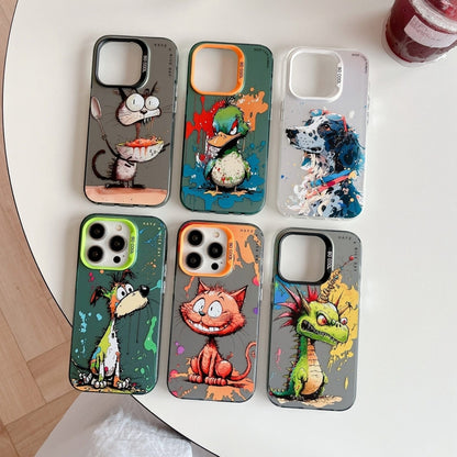 For iPhone 16 Animal Pattern Oil Painting Series PC + TPU Phone Case(Tattered Astronaut) - iPhone 16 Cases by buy2fix | Online Shopping UK | buy2fix