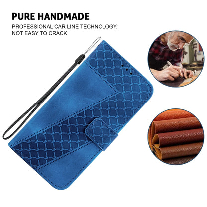 For iPhone 16 Pro Seven-shaped Embossed Leather Phone Case(Blue) - iPhone 16 Pro Cases by buy2fix | Online Shopping UK | buy2fix