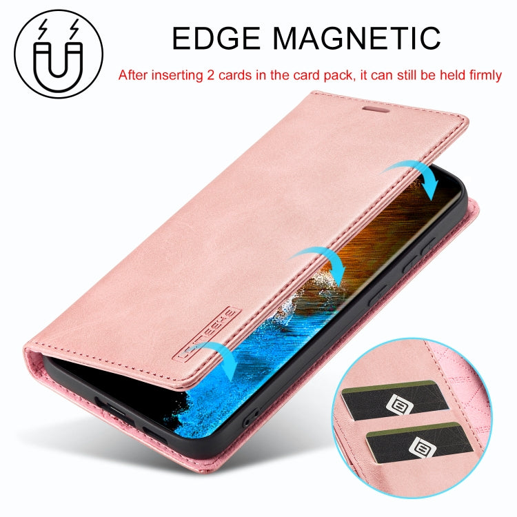 For Samsung Galaxy S24+ 5G LC.IMEEKE Strong Magnetism Microfiber Leather Phone Case(Rose Gold) - Galaxy S24+ 5G Cases by LC.IMEEKE | Online Shopping UK | buy2fix