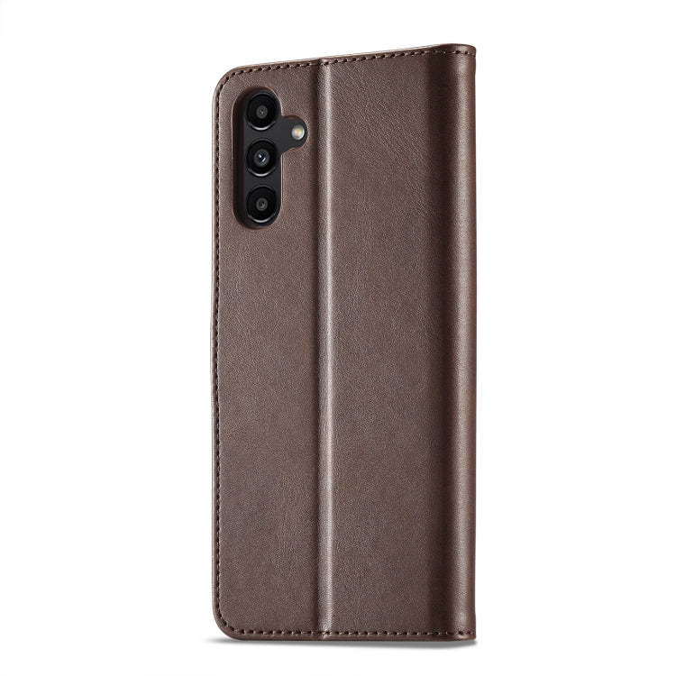For Samsung Galaxy A05S LC.IMEEKE Calf Texture Leather Phone Case(Coffee) - Galaxy Phone Cases by LC.IMEEKE | Online Shopping UK | buy2fix